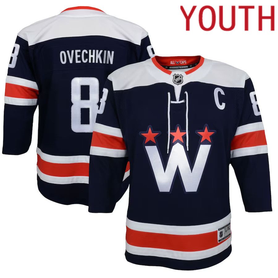 Youth Washington Capitals 8 Alexander Ovechkin Navy Alternate Premier Player NHL Jersey